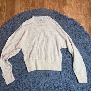 27 Miles Cream White Cashmere Sweater Heart Print Size M